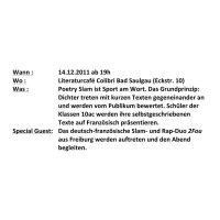 Herzliche Einladung zum Poetry Slam